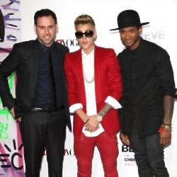 Scooter Braun with clients Justin Bieber and Usher