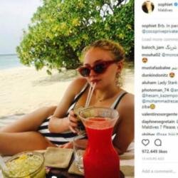 Sophie Turner relaxing at Coco Prive (c) Instagram/Sophie Turner