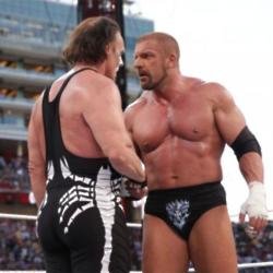 Sting with Triple H at WrestleMania 31