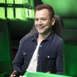Taron Egerton at opening of the Microsoft Store in London