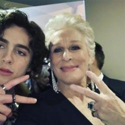 Timothee Chalamet and Glenn Close 