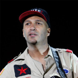 Tom Morello was knocked off stage during a gig in Toronto.