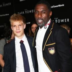 Tom Taylor with 'The Dark Tower' co-star Idris Elba
