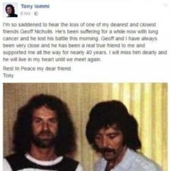 Tony Iommi  and Geoff Nicholls [Facebook] 