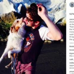 Zac Efron with dog (c) Instagram