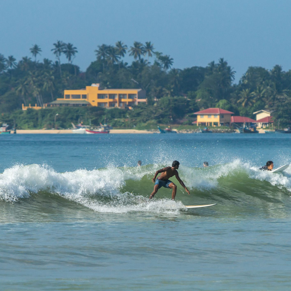 Surfers in Weligama