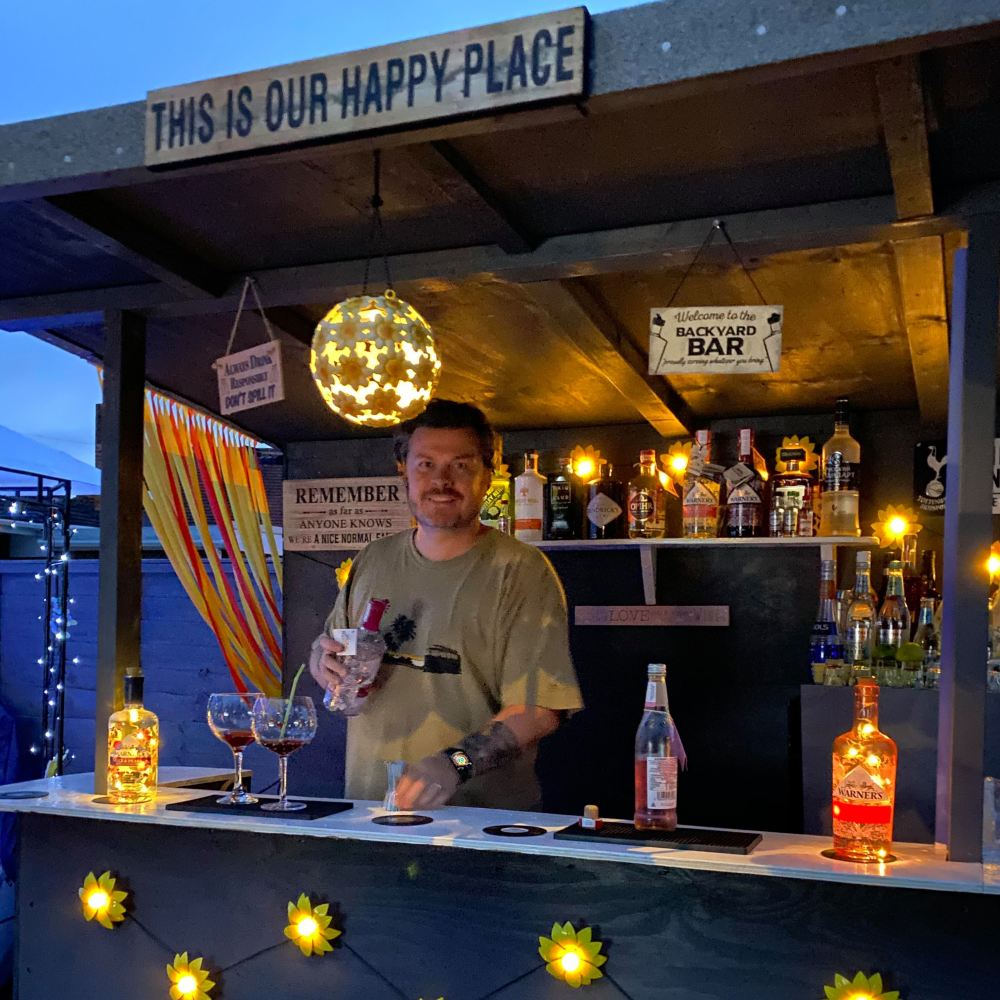 With the help of Mrs Rees' father, they have built a bar and recreated the festival's iconic pyramid stage