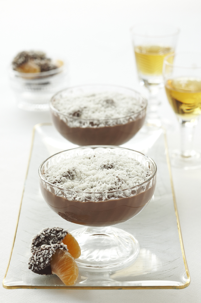 Clementine And Chocolate Dessert With Coconut Snow