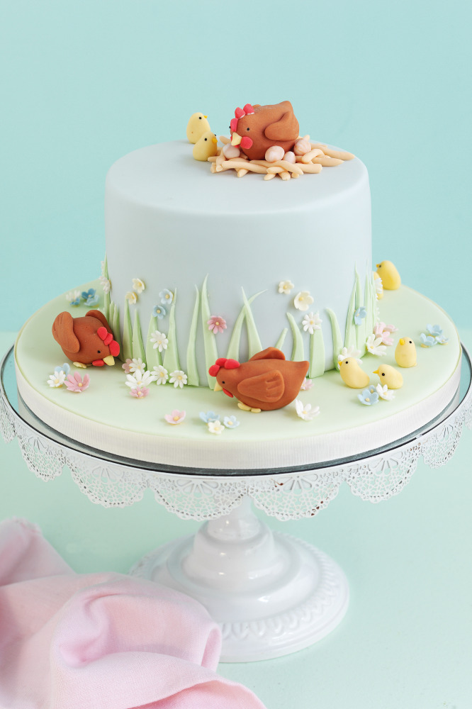 'Happy Hens' Raspberry and Vanilla cake with Swiss Meringue Buttercream
