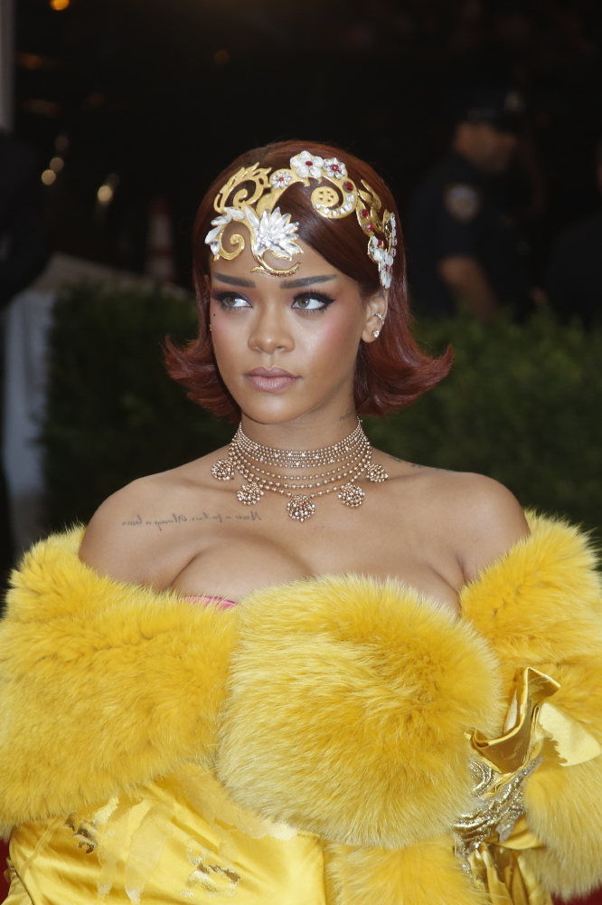 Rihanna at the Costume Institute Benefit Gala celebrating the opening of China: Through the Looking Glass at The Metropolitan Museum of Art in New York City