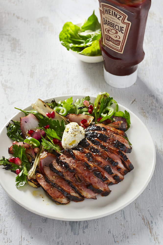 Seared Duck Breast with Barbecue sauce, Balsamic & Soy Marinade