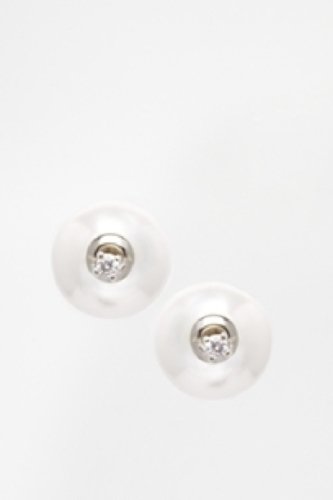 ASOS Sterling Silver Crystal Faux Pearl Earrings