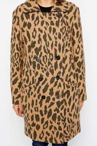 Boss Orange Ofrieda Coat in Leopard Print with Contrast Collar
