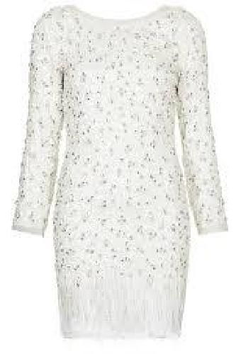 Topshop Limited Edition Embellished Feather Hem Bodycon Dress