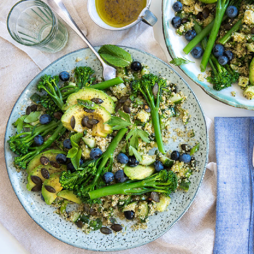 Avocado & Blueberry Salad with Quinoa and Roasted Seeds