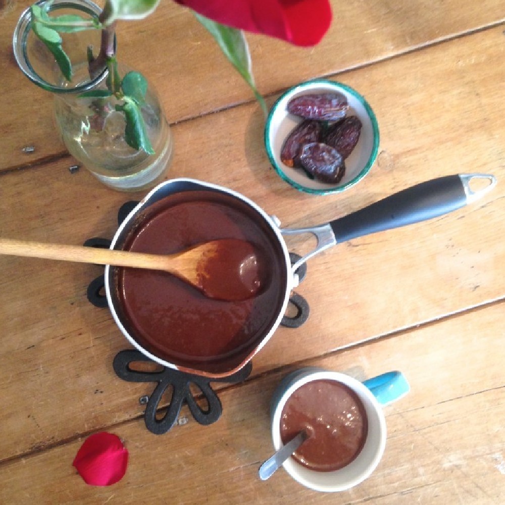 Jess’s vegan hot cacao with almond & coconut