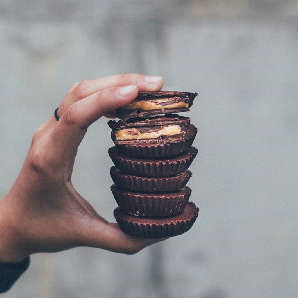 High-protein, vegan version of a Reese's peanut butter cup