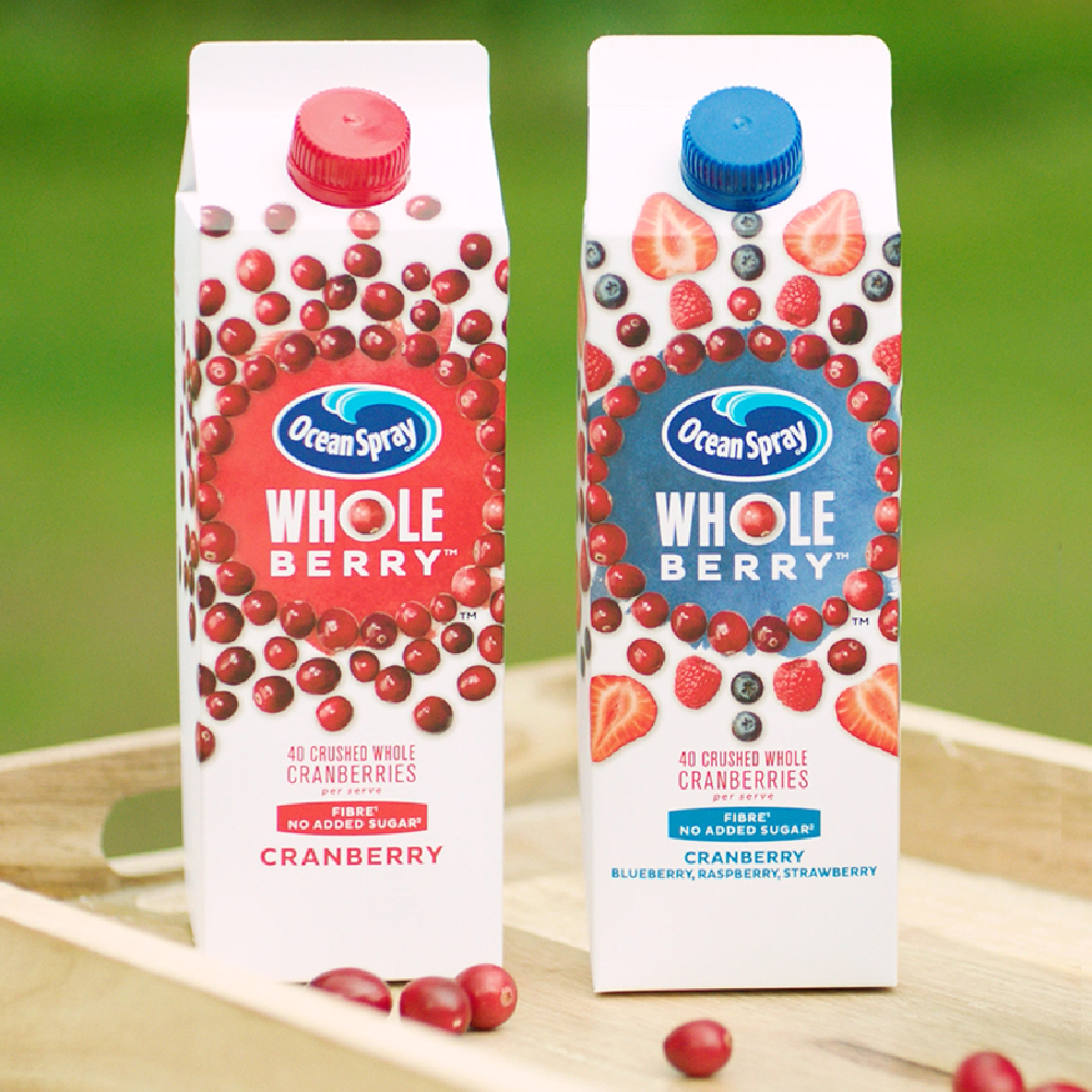 Ocean Spray Whole Berry- Tesco (from 16th October), Sainsbury’s, Waitrose, Asda, Co-Op and Booths (850ml, RRP £2.99).