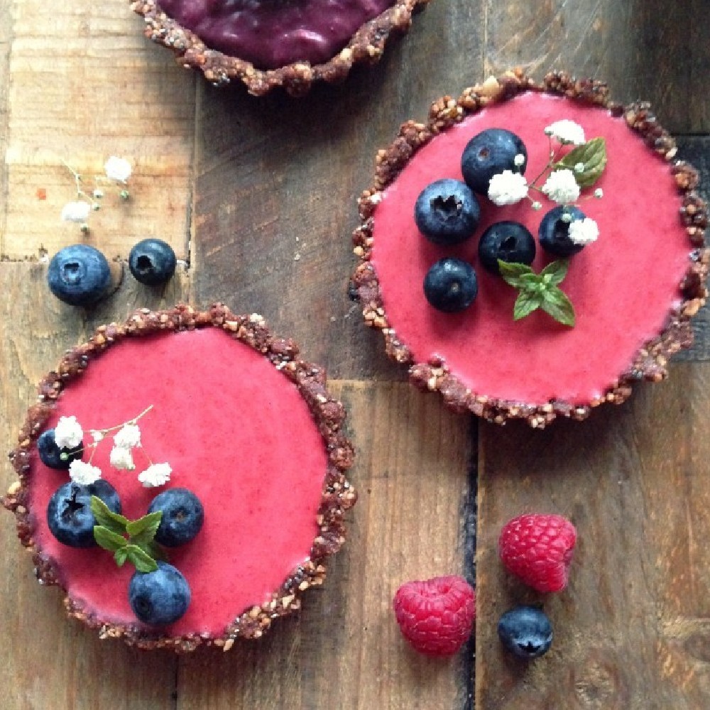 Raw Raspberry and Blackberry Tarts (vegan and gluten free)