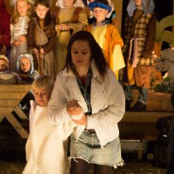 Kylie leads Max out of the nativity / Credit: ITV