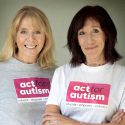 Jane Gurnett and Tessa Morton campaigning for 'Act for Autism'