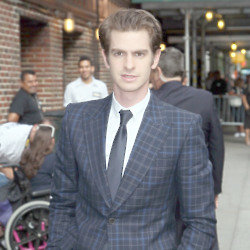 Andrew Garfield arrives at the David Letterman show