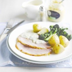 Glazed Gammon with Leek and Cider Sauce