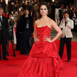 Berenice Marlohe looked beautiful in her dramatic red gown from Vivienne Westwood