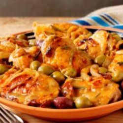Braised Andalucian chicken in Spanish olive sauce