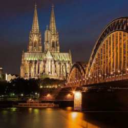 Picturesque Cologne at night time