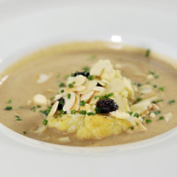 Billy and Jack’s Roast Cauliflower Soup With Pickled Cauliflower, Raisins And Almonds