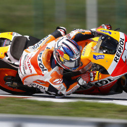 Dani Pedrosa worked on suspension settings and engine mappings on his 2014 RC213V Motorcycle.
