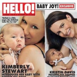Kristin is on the cover with Kimberly Stewart who is also introducing her tot to the world