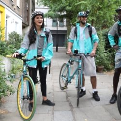Lucy Watson and Marcel Somervilee try out a Deliveroo role they found on Gumtree