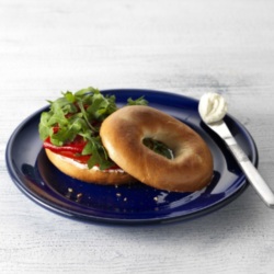 Red Pepper, Rocket and Cream Cheese Bagel