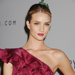 Rosie Huntington-Whiteley matches her lips to her dress