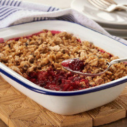 Spiced Plum And Raspberry Crumble