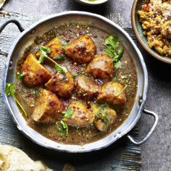 Spicy Potato And Coconut Curry With Sambal And Mint Chutney