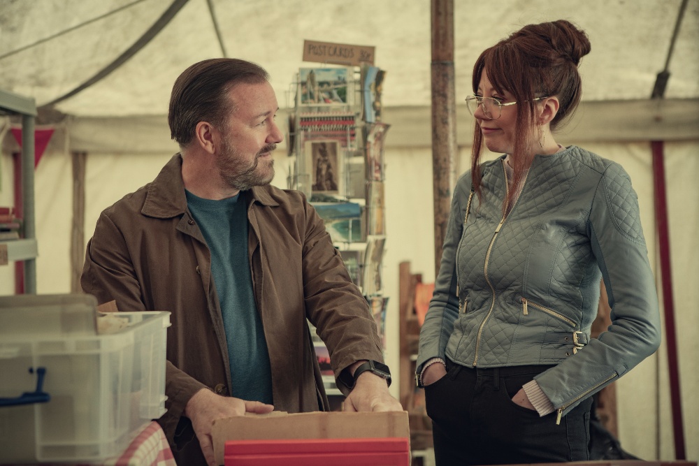 Ricky Gervais and Diane Morgan return to After Life Season 3 as Tony and Kath / Picture Credit: Netflix