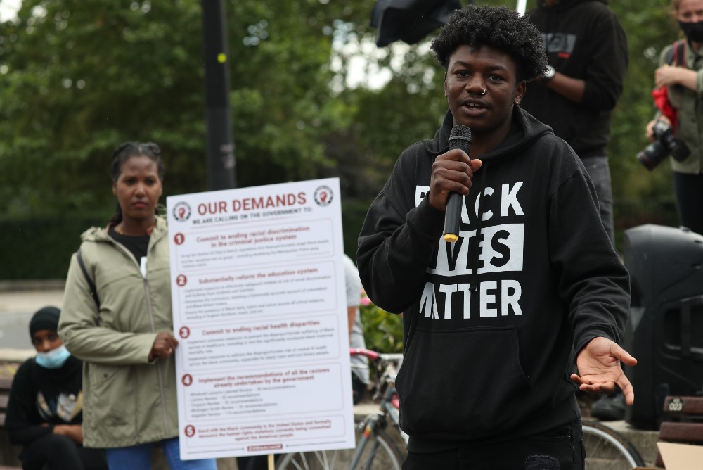 An activist speaks in Hyde Park, London for the Black Lives Matter movement / Picture Credit: Jonathan Brady/PA Wire/PA Images