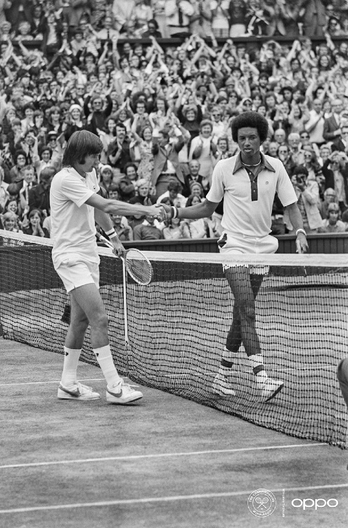 The first African American man to win Wimbledon, Arthur Ashe is pictured in 1957 alongside compatriot Jimmy Connors in full colour. Using one billion colours, the image, originally in black and white, brings new life to the relentless resilience Arthur showed in the face of the societal injustices of his time