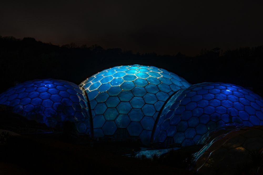 The Eden Project Biomes lit up in celebration / Picture Credit: Eden Project