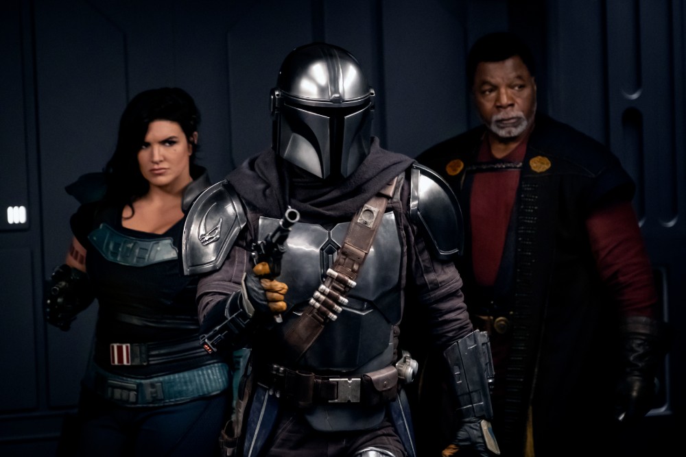 Gina Carano, Pedro Pascal and Carl Weathers in The Mandalorian Season 2 / Picture Credit: Disney