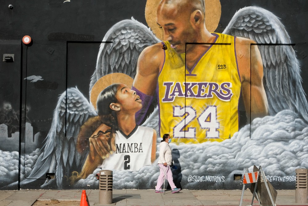 A mural for Gianna and Kobe Bryant was spotted in downtown Los Angeles / Picture Credit: Ringo Chiu/Zuma Press/PA Images