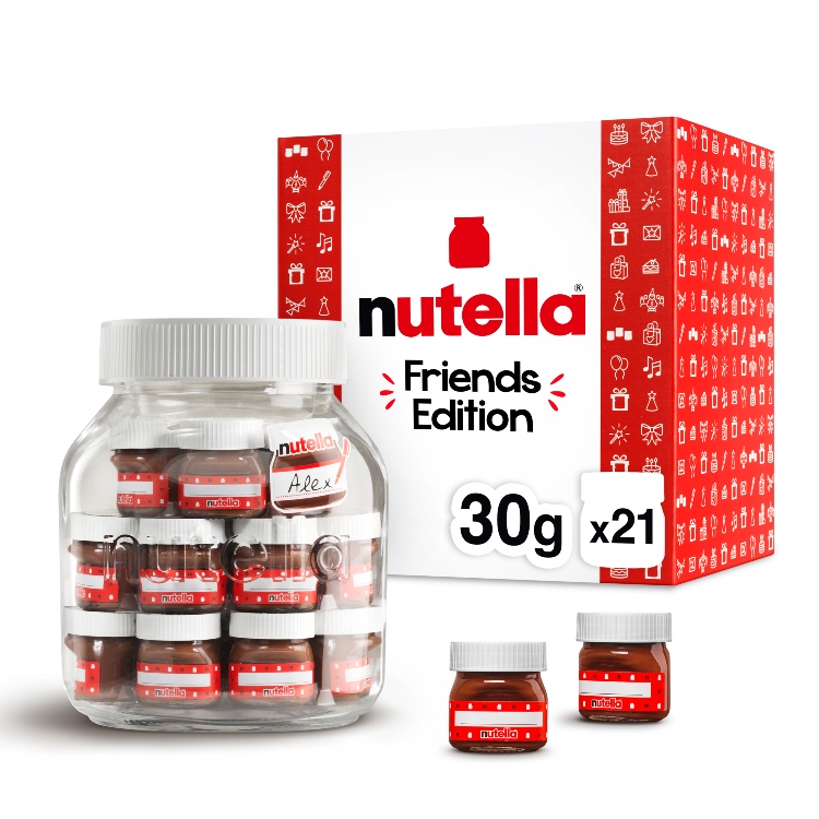 The Nutella Friends Edition contains 21 mini jars which can be personalised with your own message!