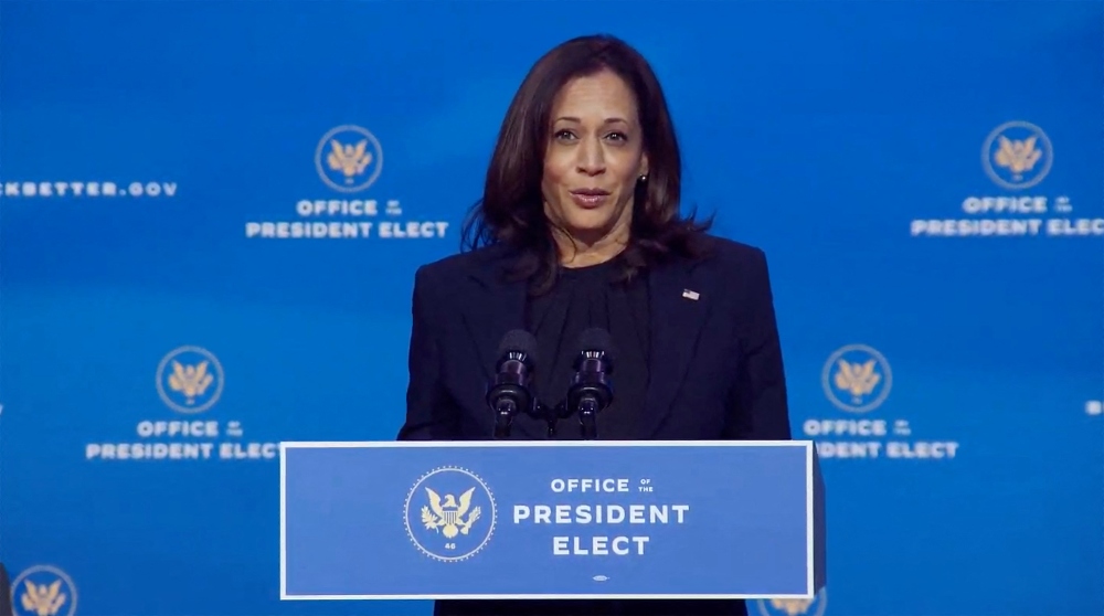 Vice President-elect Kamala Harris delivers remarks in Wilmington / Picture Credit: CNP/ABACA/ABACA/PA Images