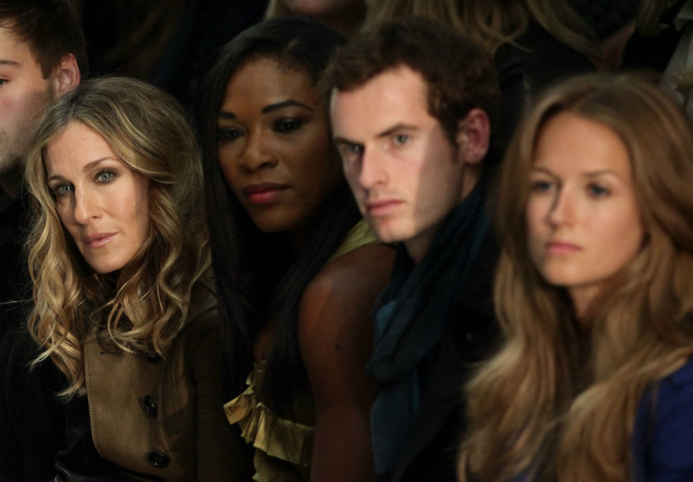 Sarah Jessica Parker, Serena Williams, Andy Murray and Kim Sears at London Fashion Week in September 2010 / Photo Credit: Yui Mok/PA Wire