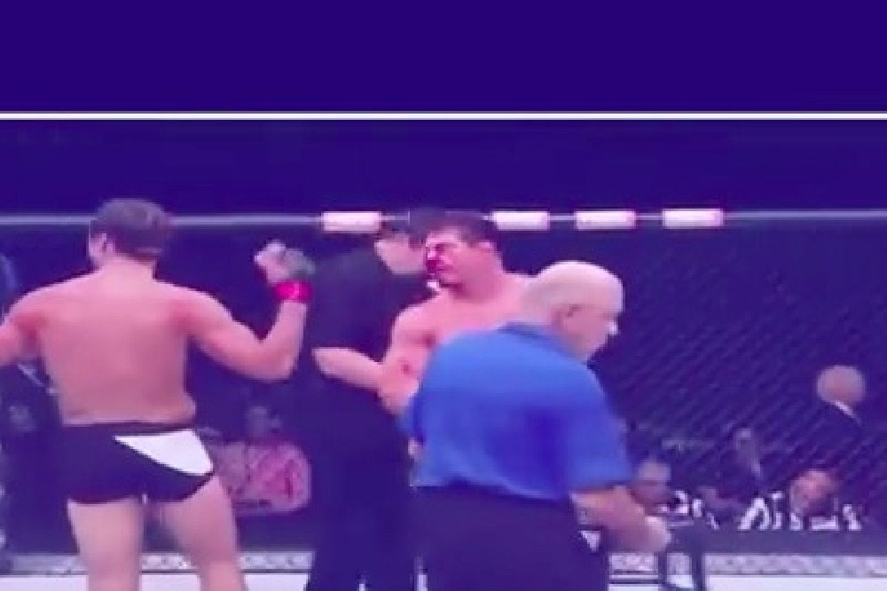 Caio Magalhaes spits blood at Josh Samman after being submitted