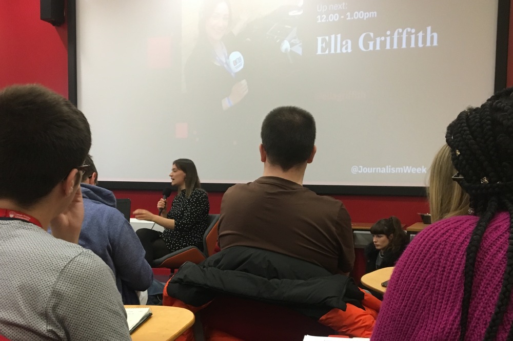 Ella Griffith talks to students about breaking the industry