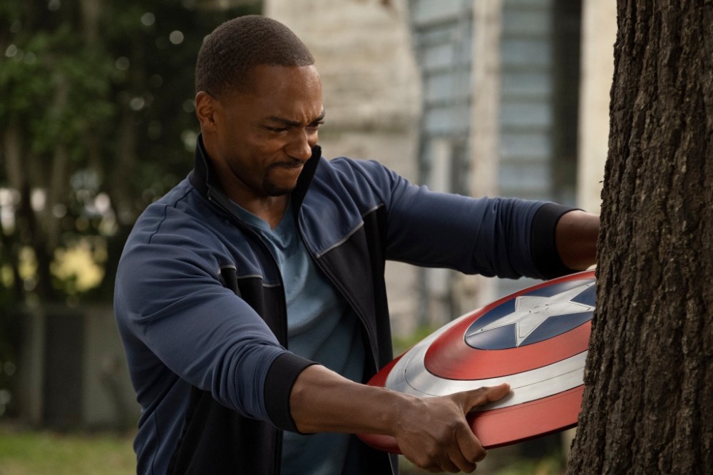 Sam Wilson training with the shield / Picture Credit: Marvel Studios and Disney+